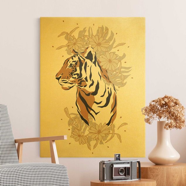 Leinwand Gold Safari Animals - Portrait Tiger