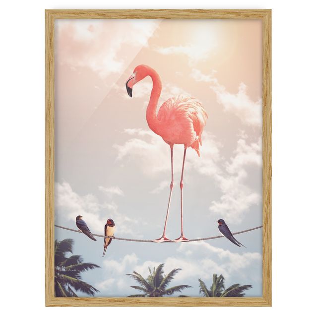 Tavlor med ram blommor  Sky With Flamingo