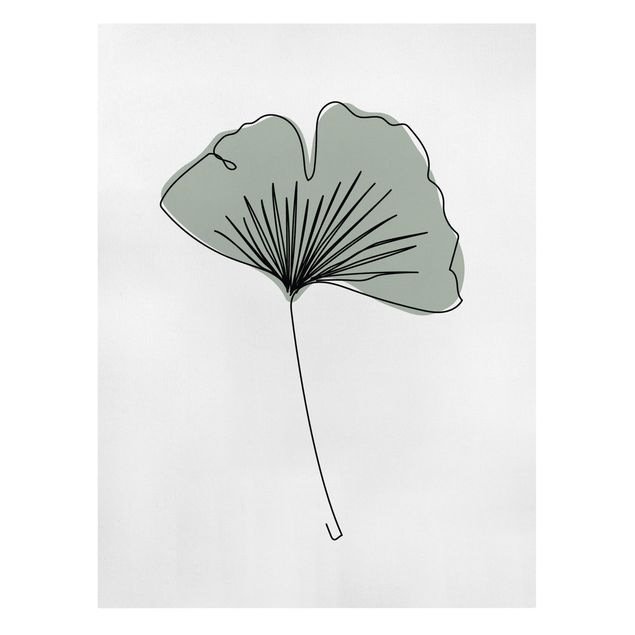 Tavlor blommor  Gingko Leaf Line Art