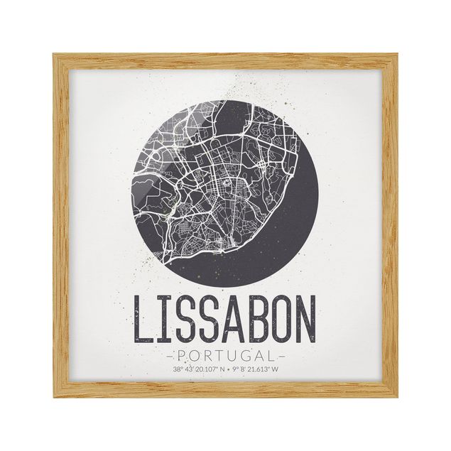 Tavlor arkitektur och skyline Lisbon City Map - Retro