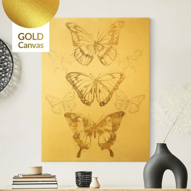 Canvastavlor djur Butterfly Composition In Gold II