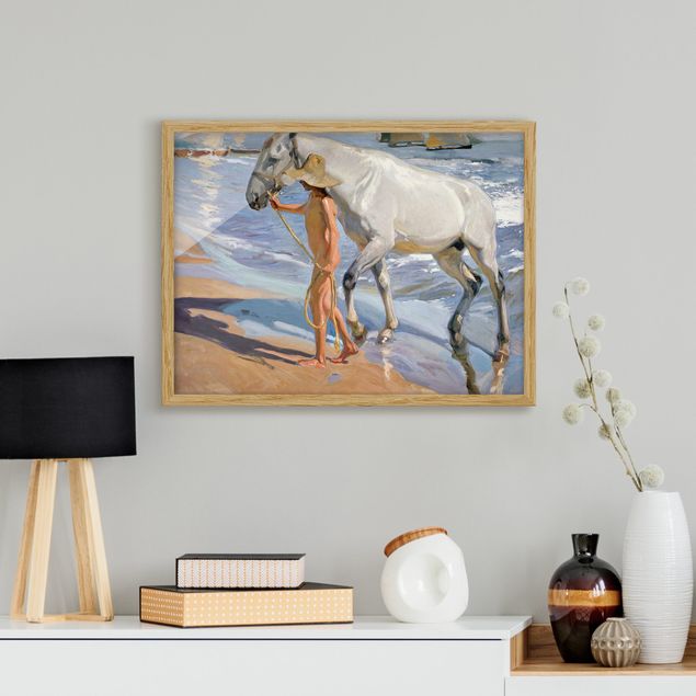 Tavlor med ram konstutskrifter Joaquin Sorolla - The Horse’S Bath