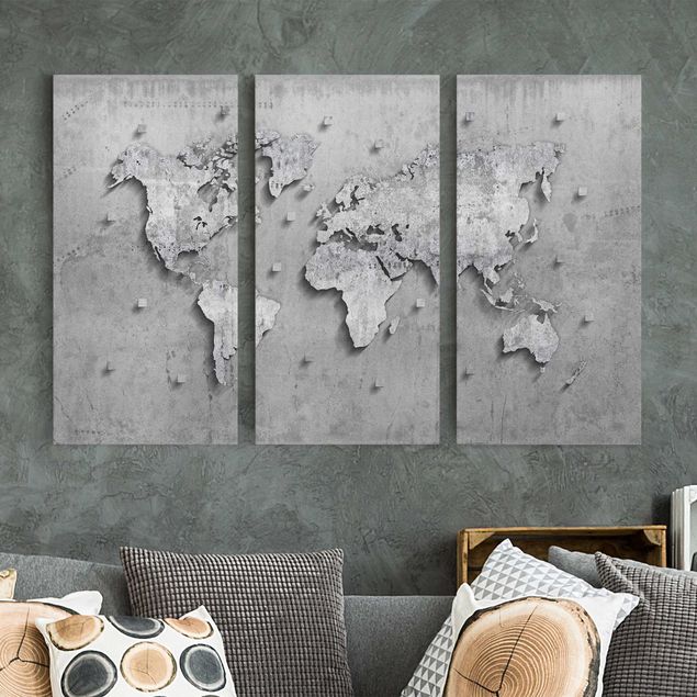 Canvastavlor sten utseende Concrete World Map