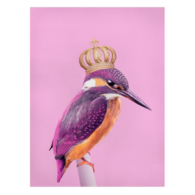 Canvastavlor djur Pink Kingfisher With Crown