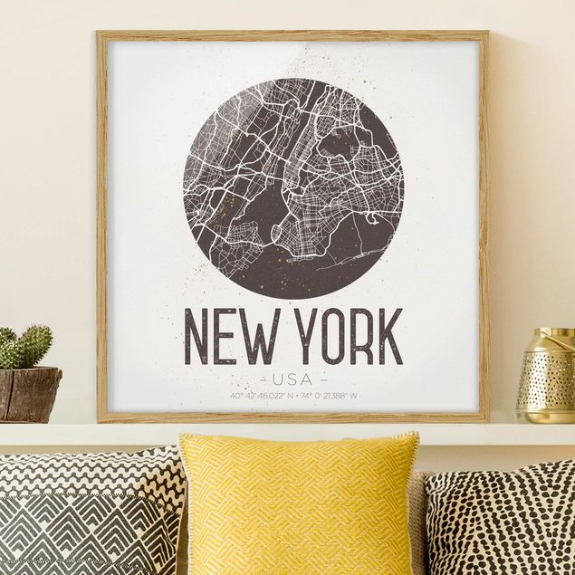 Kök dekoration New York City Map - Retro