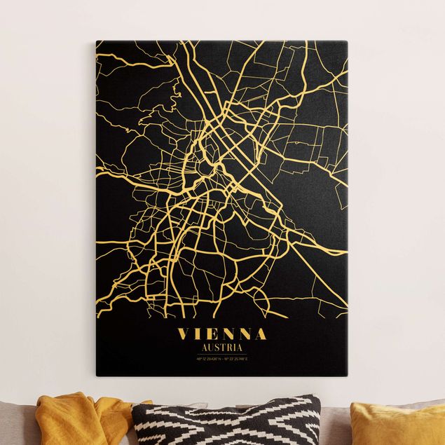 Kök dekoration Vienna City Map - Classic Black