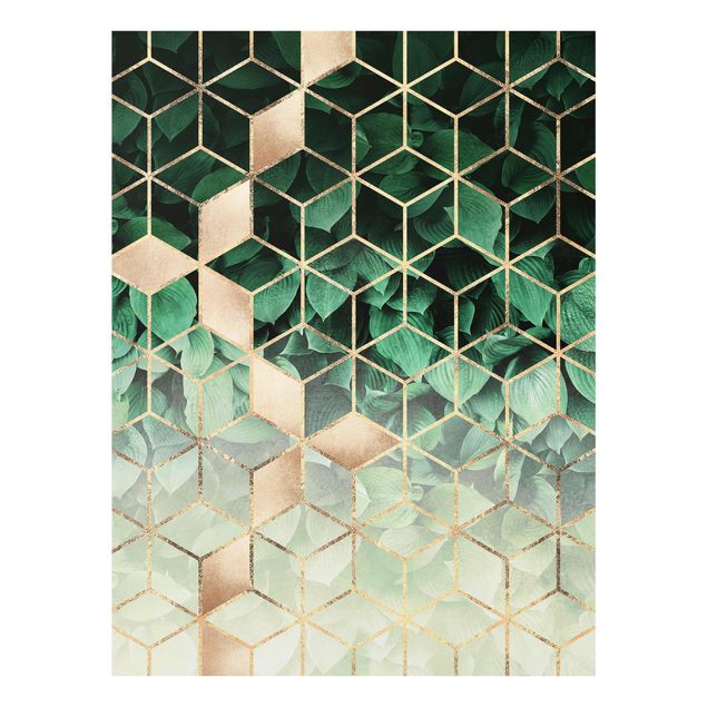 Tavlor konstutskrifter Green Leaves Golden Geometry
