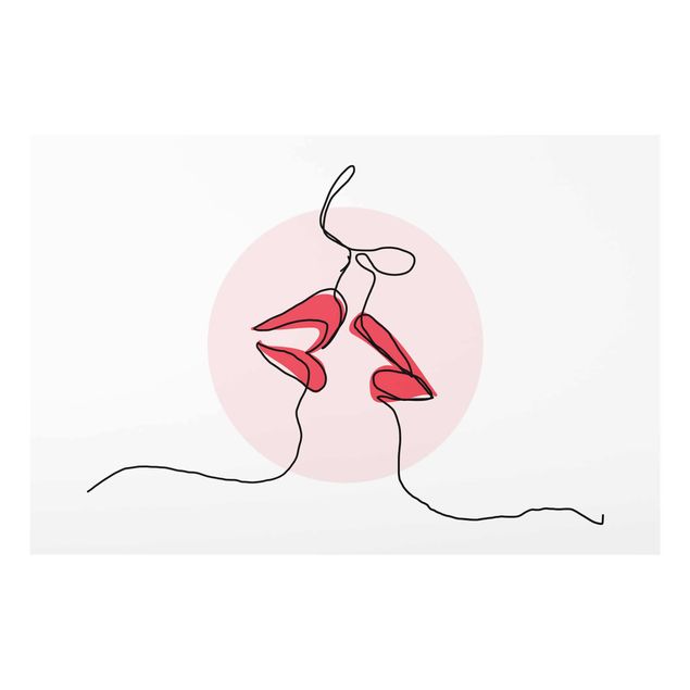 Glastavlor abstrakt Lips Kiss Line Art