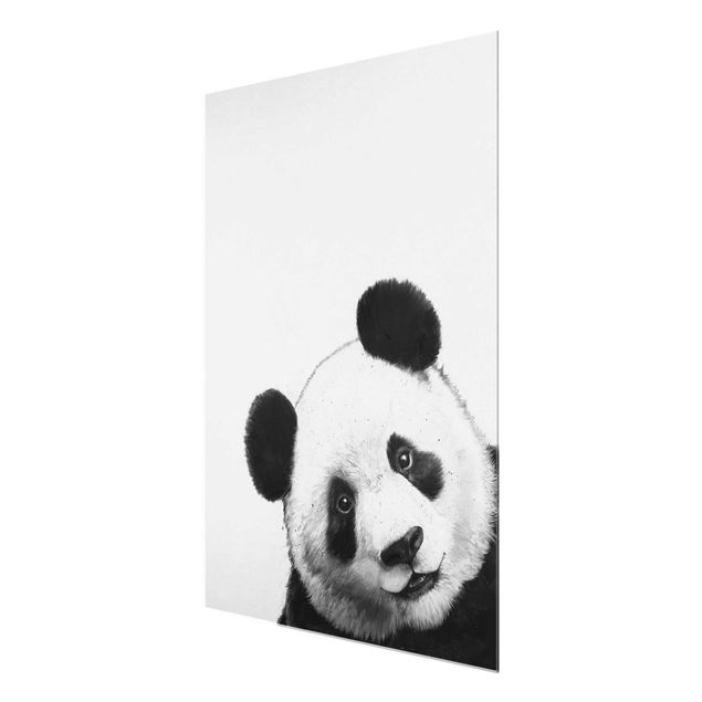 Glastavlor djur Illustration Panda Black And White Drawing