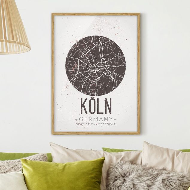 Kök dekoration Cologne City Map - Retro