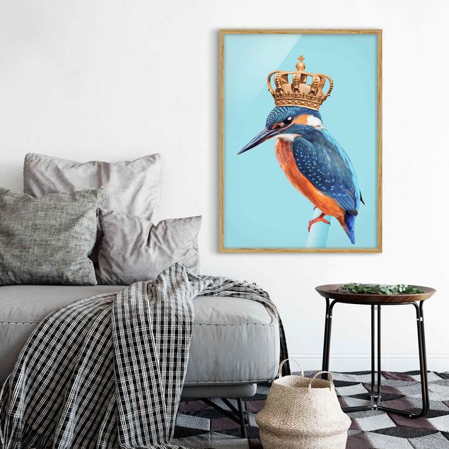 Tavlor med ram konstutskrifter Kingfisher With Crown