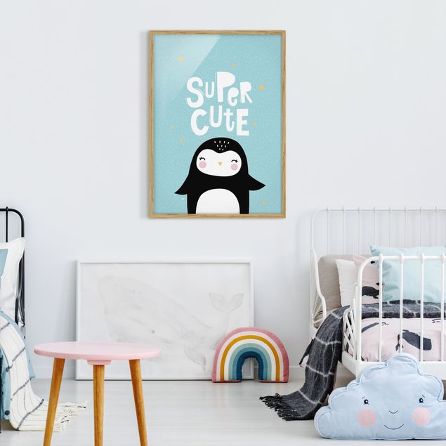 Tavlor med ram djur Super Cute Penguin