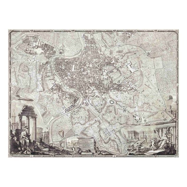 Glastavlor världskartor Vintage Map Rome