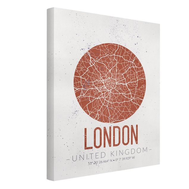 Canvastavlor svart och vitt City Map London - Retro