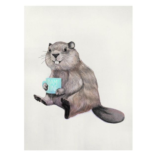 Canvastavlor konstutskrifter Illustration Beaver Wit Coffee Mug