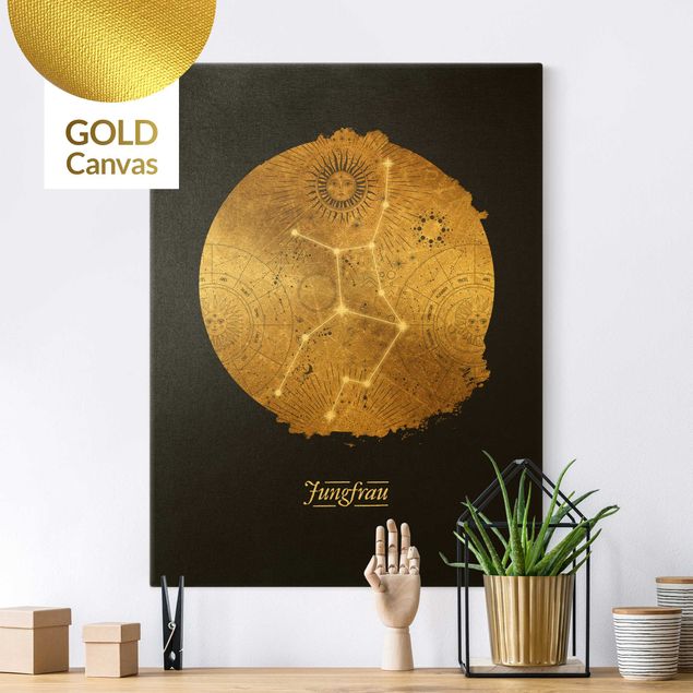 Leinwandbilder Gold Canvas Zodiac Sign Virgo Gray Gold