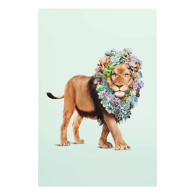 Glastavlor blommor  Lion With Succulents