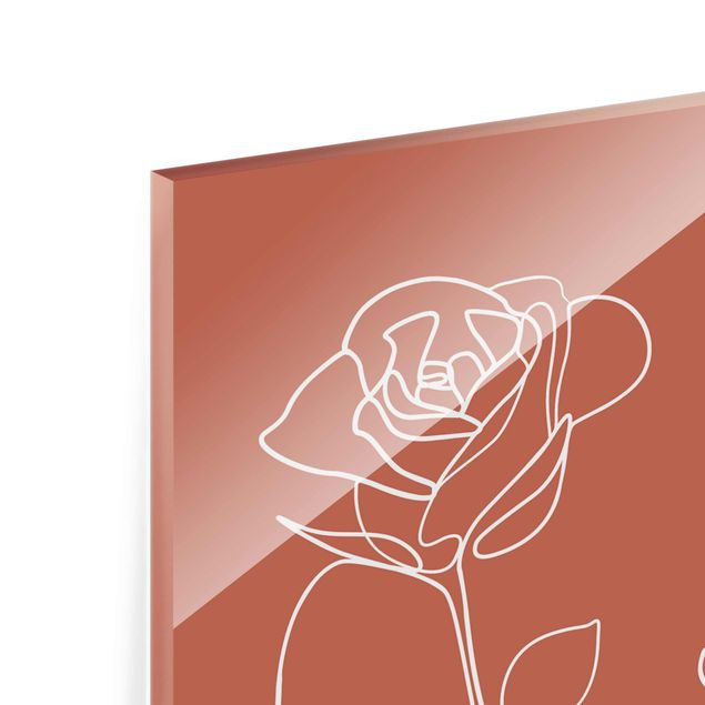 Tavlor blommor  Line Art Faces Women Roses Copper