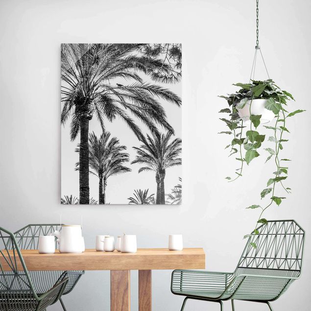 Tavlor landskap Palm Trees At Sunset Black And White