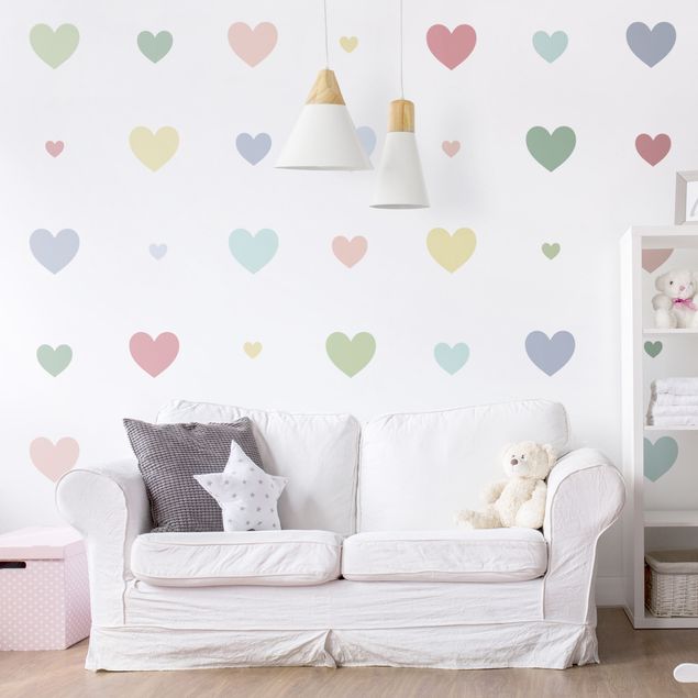 adesivos de parede 85 Hearts Pastel Set