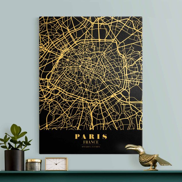 Canvastavlor Arkitektur och Skyline Paris City Map - Classic Black