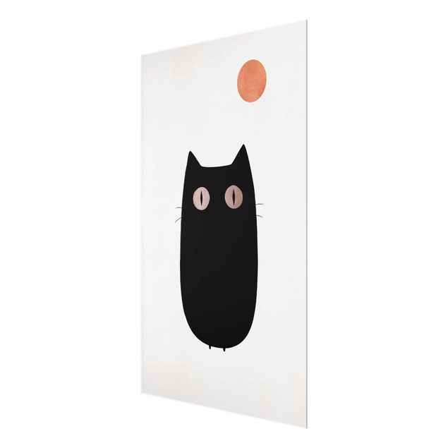 Tavlor svart och vitt Black Cat Illustration