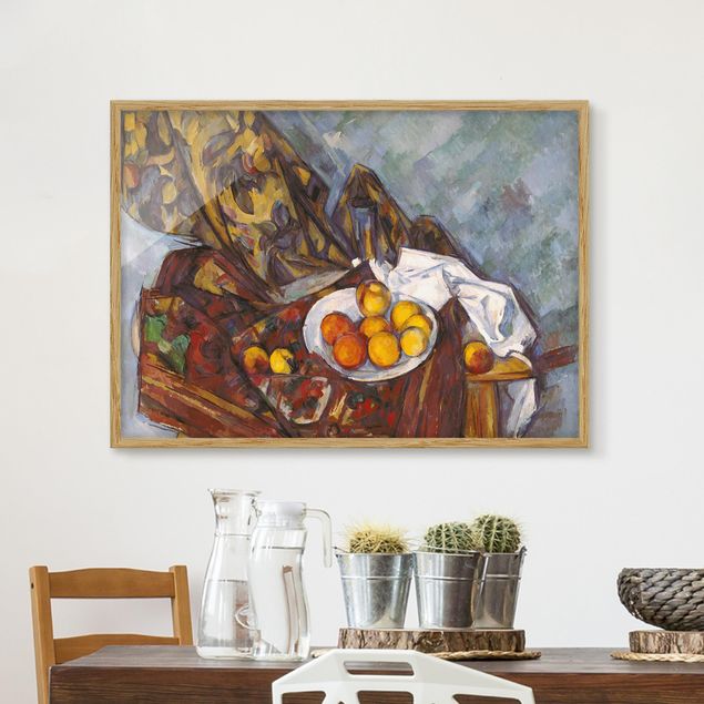 Konststilar Impressionism Paul Cézanne - Still Life, Flower Curtain, And Fruits
