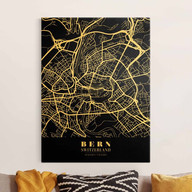 Kök dekoration Bern City Map - Classic Black