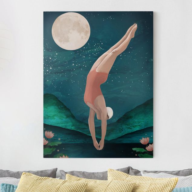Tavlor Illustration Bather Woman Moon Painting