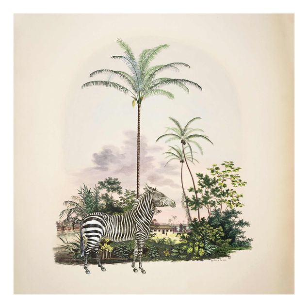Glastavlor djur Zebra Front Of Palm Trees Illustration