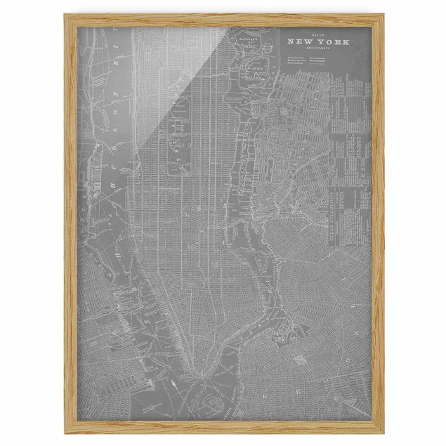 Tavlor arkitektur och skyline Vintage Map New York Manhattan