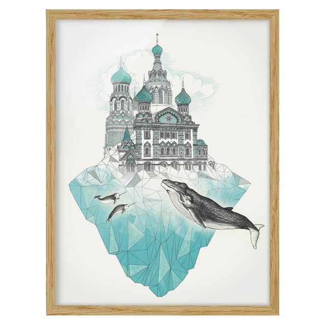 Tavlor med ram djur Illustration Church With Domes And Wal