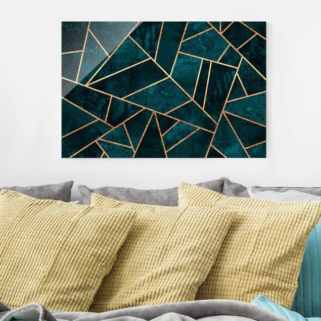 Magnettafel Glas Dark Turquoise With Gold