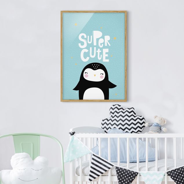 Tavlor med ram ordspråk Super Cute Penguin