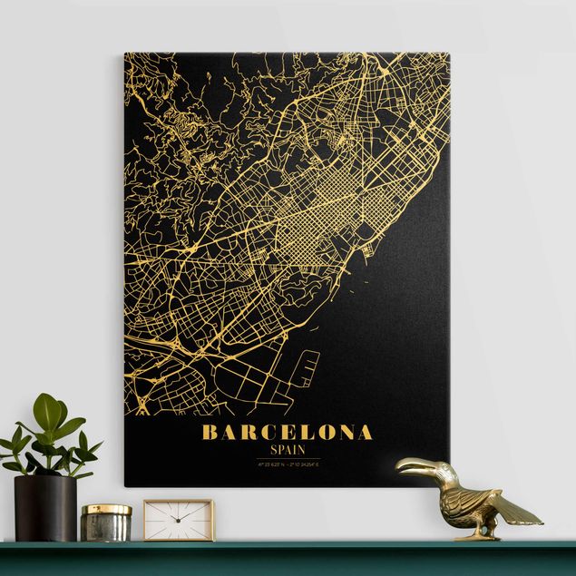 Kök dekoration Barcelona City Map - Classic Black