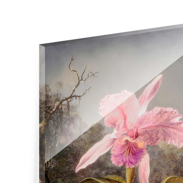 Tavlor blommor Martin Johnson Heade - Orchid And Three Hummingbirds