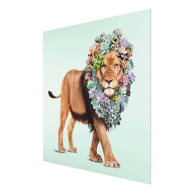 Tavlor blommor Lion With Succulents