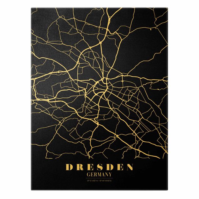 Tavlor svart och vitt Dresden City Map - Classic Black