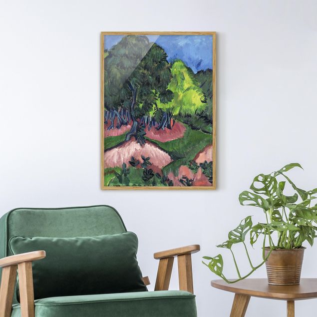 Tavlor med ram konstutskrifter Ernst Ludwig Kirchner - Landscape with Chestnut Tree
