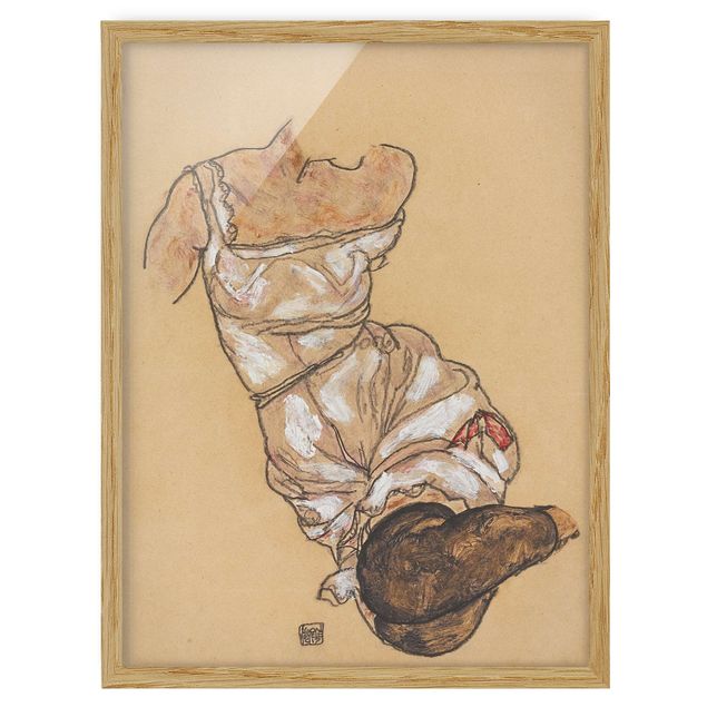 Konstutskrifter Egon Schiele - Female torso in underwear and black stockings