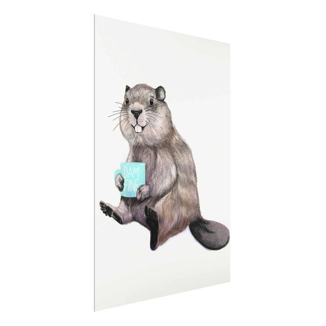 Glastavlor djur Illustration Beaver Wit Coffee Mug