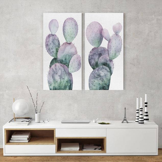 Tavlor blommor Cactus In Purple Set I