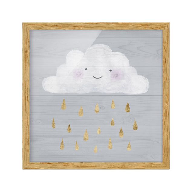 Tavlor grått Cloud With Golden Raindrops