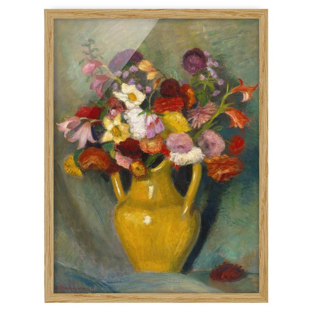 Konstutskrifter Otto Modersohn - Colourful Bouquet in Yellow Clay Jug