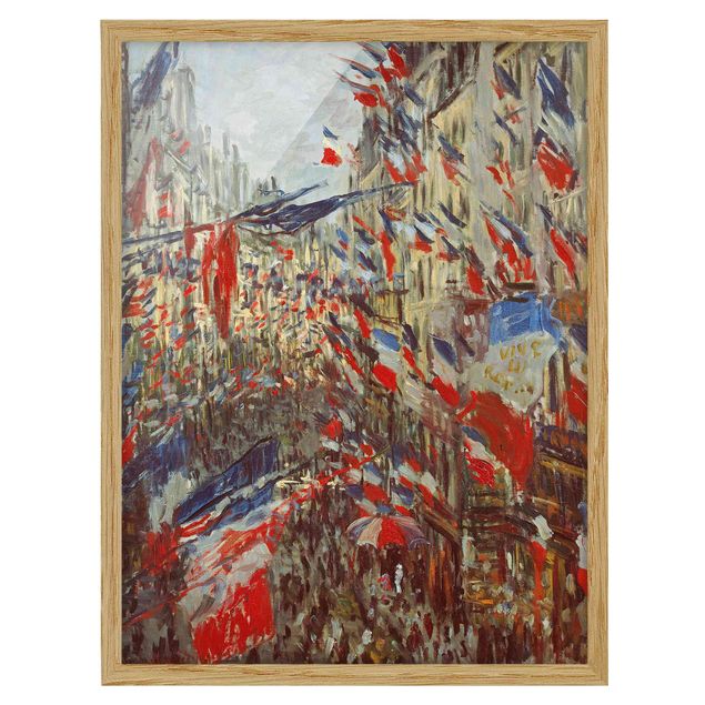 Konstutskrifter Claude Monet - The Rue Montorgueil with Flags