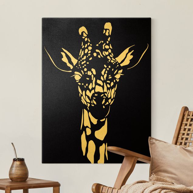 Kök dekoration Safari Animals - Portrait Giraffe Black