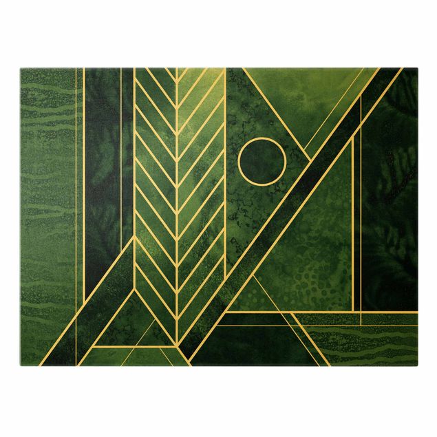 Canvastavlor Golden Geometry - Emerald