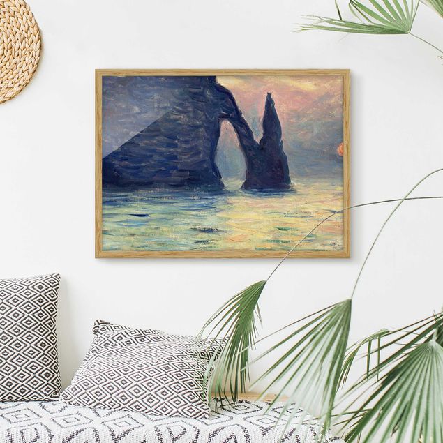 Konststilar Impressionism Claude Monet - The Cliff, Étretat, Sunset