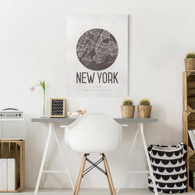 Canvastavlor New York New York City Map - Retro