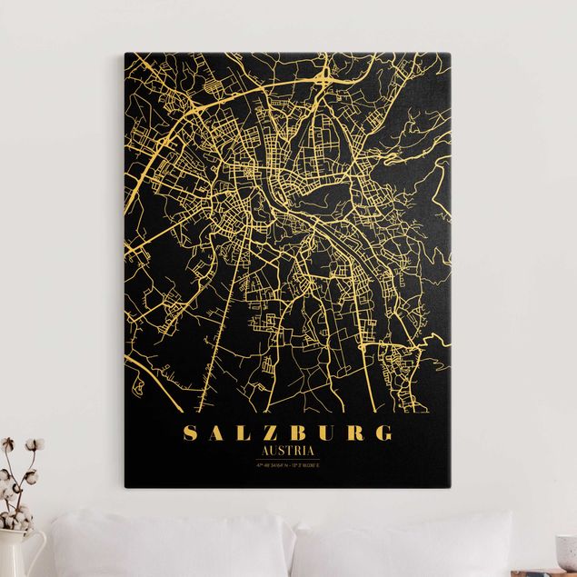 Kök dekoration Salzburg City Map - Classic Black